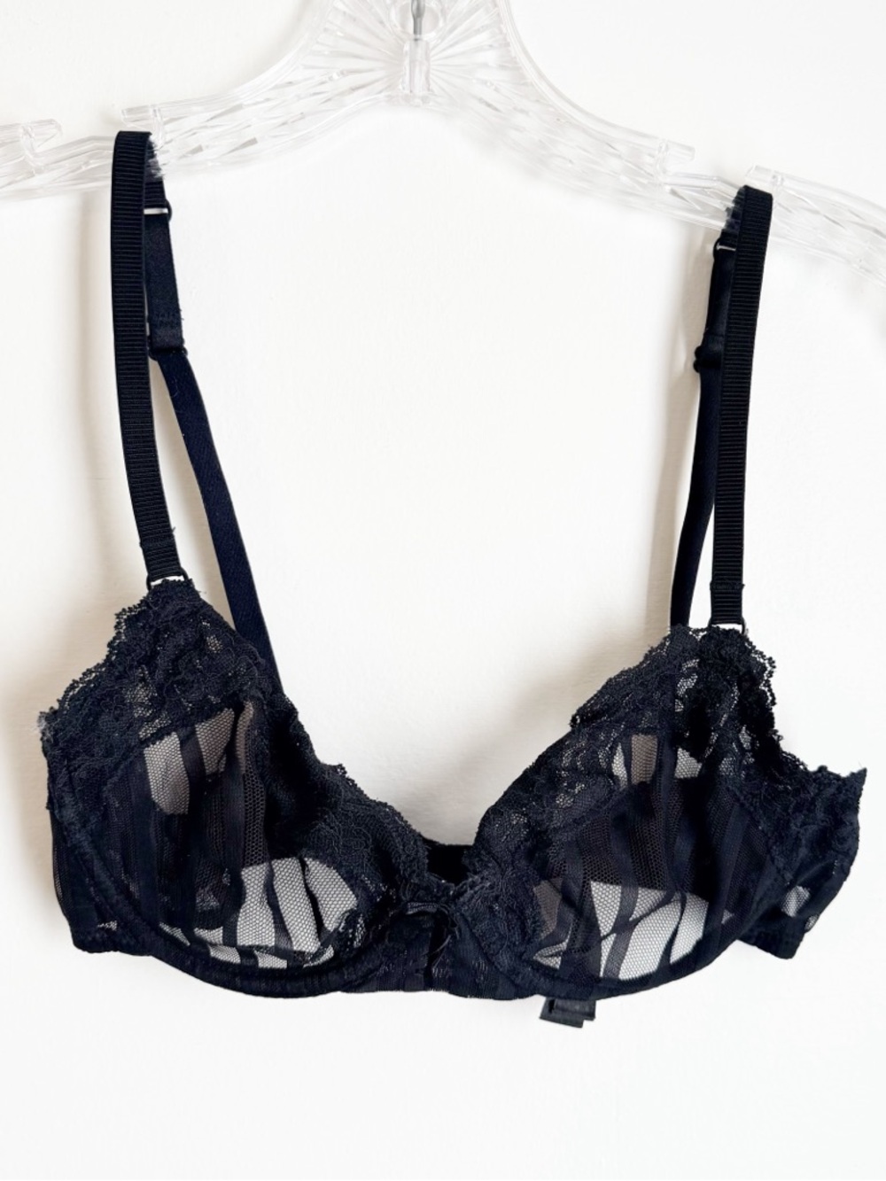 Heidi Klum Intimates Sheer Lace-Trim Natural Lift Underwire Bra - Black